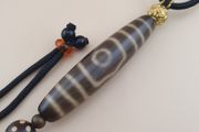 Rare 3 Eyes Tibetan Dzi Bead Vintage Agate Talisman Necklace Amulet Pendant
