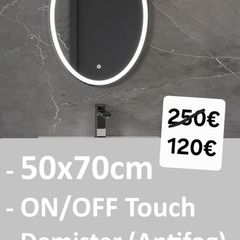 LED Bathroom Mirror 50x70cm Antifog Demister