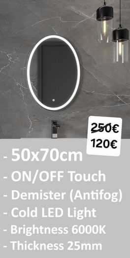 LED Bathroom Mirror Oval Antifog