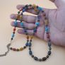 Vintage Venetian Style Tiny Floral Glass & Old Brass Beads Necklace 24 inches Image 3