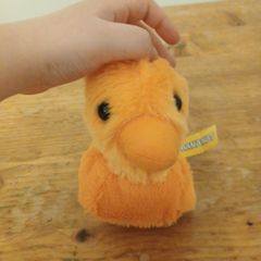 cute  purple and orange plush duck