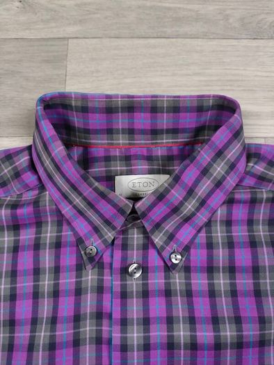 Eton Button Down Check Shirt Mens Large
