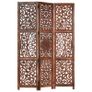 Hand carved 3-Panel Room Divider Brown 120x165 cm Solid Mango Wood Image 5