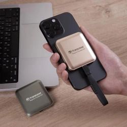 High Speed 1TB Transcend ESD420 Portable Magnetic SSD USB 20Gbps Type-C Magsafe (Champagne Gold)