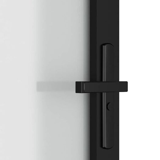 Interior Door 102.5x201.5 cm Black Matt Glass and Aluminium