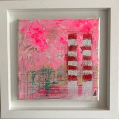 Original Abstract  Framed Poolbeg Chimneys Painting Contemporary Irish  Art