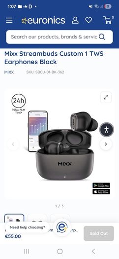 Mixx earbuds, 2 boxs  available in black & white