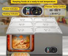 1200w 6-pan Food Warmer Steam Table Steamer Electric Bain Marie Catering Kitchen