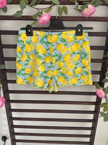 Zara size medium high waisted linen mix. Lemons pattern