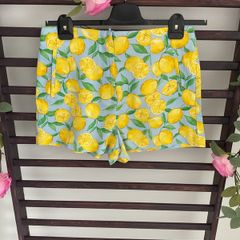 Zara size medium high waisted linen mix. Lemons pattern