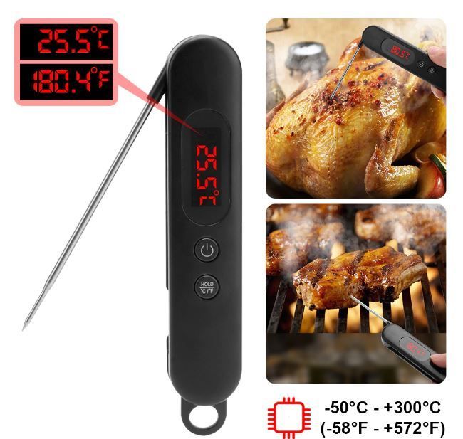 Digital Thermometer Kitchen Cooking Food Thermometer Long Stainless