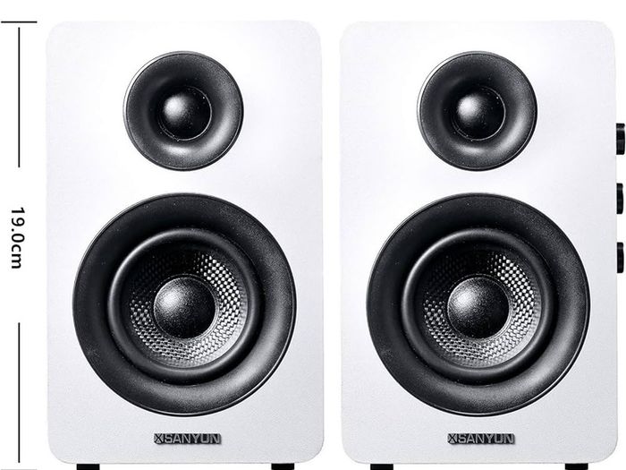 NEW SALE | Active Bluetooth 5.0 Bookshelf Speakers 60W Carbon Fiber Unit Built in 24bit DAC Dynamic 3D Surround Sound 2.0 Computer PC Monitor Gaming Speakers (Pair, White)