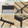 Double Bed Frame with Wooden Storage Shelf Headboard, Metal Platform Bed Frame Double Bed, No Box Spring Needed, Enhanced Support, Black Image 2