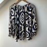Jigsaw Navy & White Ikat Linen-Blend Boho Blouse Image 6