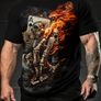 Flame and Ace of Spades Pattern T-Shirt Image 2