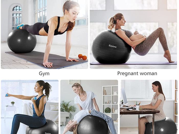 _Gymnastics Ball, Ultra-Thick Anti-burst Yoga Fitness Ball with Air Pump, 65cm Fitness Ball for Yoga Pilates, Gym Sport