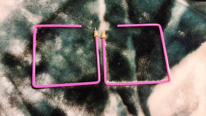 Bold & Chic: Glossy Violet Square Hoop Earrings