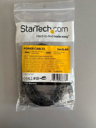 USB Type C Power Cable 2m