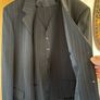 Mens 3 piece suit black with brown lines 58L Image 3