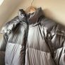DKNY Sport Metallic Silver Longline Down Puffer Jacket Coat Image 6