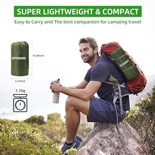 Waterproof Lightweight Camping Sleeping Pad Foot Press Inflatable Pad Air Mattress with Pillow for Backpacking, Hiking, Camping, Traveling (Green)