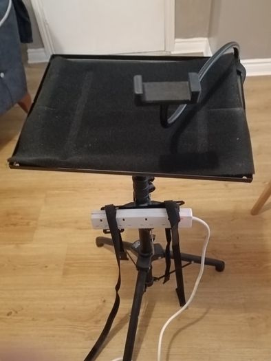 philips neopix ultra 2tv+ home projector and height adjustable stand, built in speakers and android TV with play store stand comes with power point bracket on it as seen in pictures also remote and phone holder