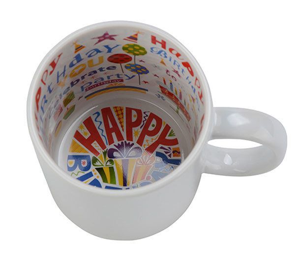 Happy Birthday printed inside Personalised photo Mug