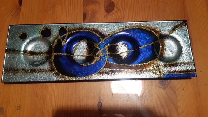 2 Turquoise/Blue Glass Tea/Night Light holders