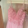 Blush Pink Deep V-Neck Beaded Sequin Lace-Up Chiffon Evening Gown Image 2