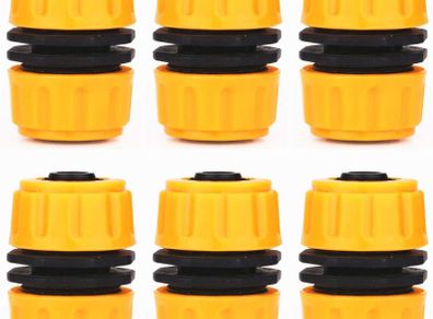 6 pack Hose Repair Connector, Quick Fix Extend Connector for 1/2" Graden Hose Pipe (Yellow)