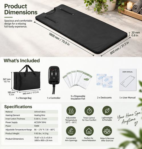 Portable Infrared Sauna Blanket with Arm Openings