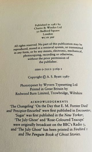 Sugar 1st Edn. (1987)A.S. Byatt