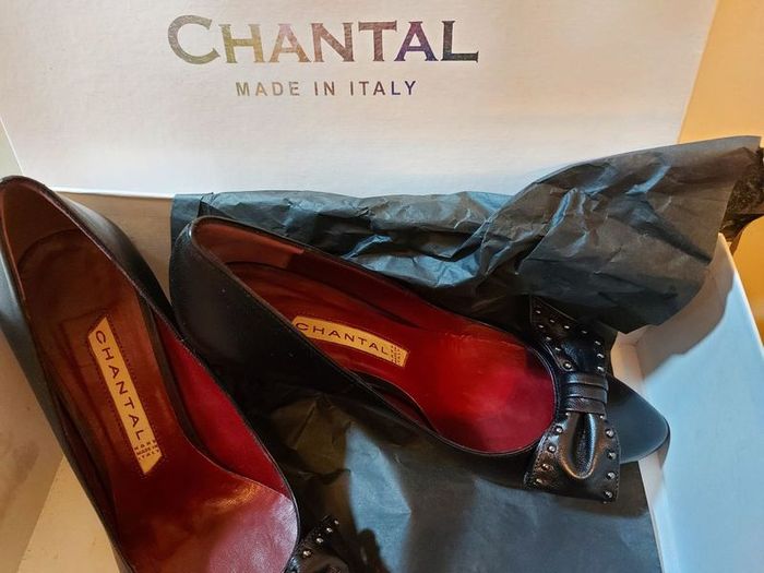 Chantal women's Italian leather high heel leaf bow stud shoes Fondo 832 size 4.5 UK & 6.5 UK