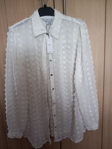Ladies ivory pom pom shirt