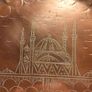Antique 8" Taj Mahal Ornate Copper Tray Image 8