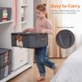 35L Clothes Storage Bag Foldable Storage Boxes with Lids Underbed Wardrobe Storage Organiser with Sturdy Fabric Clear Window for Clothing Bedding Sweaters T-shirts Blankets, 3 Pack, Grey Image 2