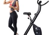 Folding Exercise Bike, Indoor Cycling Stationary Bike | Fitness Bike, 8-Level Resistance, Training Machine with LCD Display, 265 LBS Max Load for Home Indoor Cycling Workouts
