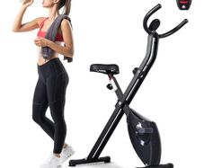Folding Exercise Bike, Indoor Cycling Stationary Bike | Fitness Bike, 8-Level Resistance, Training Machine with LCD Display, 265 LBS Max Load for Home Indoor Cycling Workouts