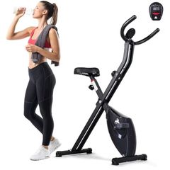 Folding Exercise Bike, Indoor Cycling Stationary Bike | Fitness Bike, 8-Level Resistance, Training Machine with LCD Display, 265 LBS Max Load for Home Indoor Cycling Workouts