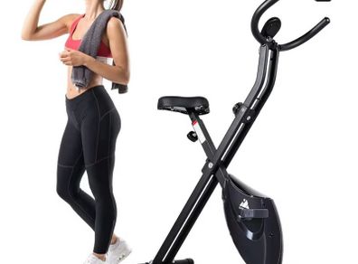 Folding Exercise Bike, Indoor Cycling Stationary Bike | Fitness Bike, 8-Level Resistance, Training Machine with LCD Display, 265 LBS Max Load for Home Indoor Cycling Workouts