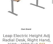 Leap Electric Height Adj Radial sit stand Desk, Right Hand, 1600 x 1200
