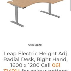 Leap Electric Height Adj Radial sit stand Desk, Right Hand, 1600 x 1200