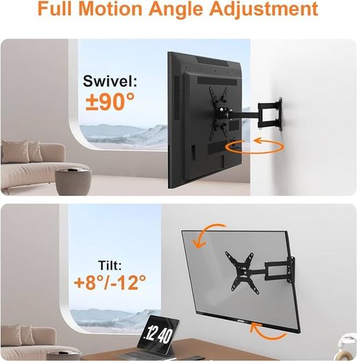 NEW SALE | GB1008-2 TV Wall Bracket for 13-43 inch TVs, TV Wall Mount for Flat & Curved TV, VESA 75x75MM to 200X200mm, up to 20KG, Tilt