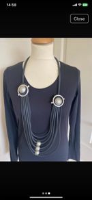 Statement necklace black/silver rubber/metal