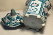 7" Signed Hand Painted Hexagon Ginger Jar