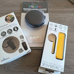 Headphones, powerbank and case