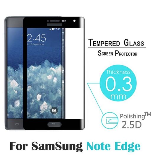 Full Curved 3D Tempered Glass Protector For Samsung Note Edge N9150 - Black