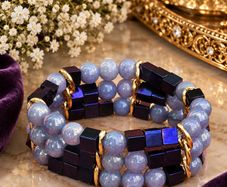 Genuine Pearlescent Angelite & Natural Hematite Bracelet