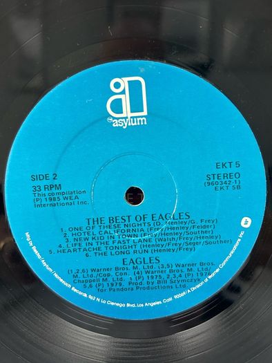 Eagles Best Of Eagles LP 1985 Irish Double Dip Pressing A3/B3 Alsdorf EKT 5