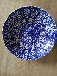 Large dark blue/ navy & white bowl for sale, NEW.